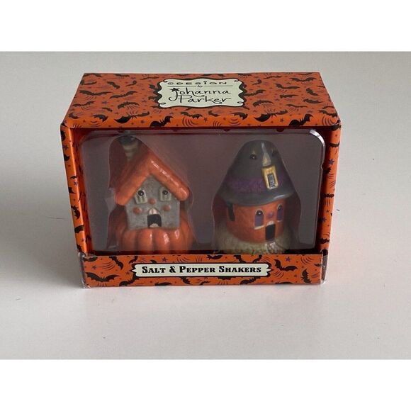 Johanna Parker Halloween Salt & Pepper Shakers Spooky Haunted Houses NEW - Picture 4 of 9
